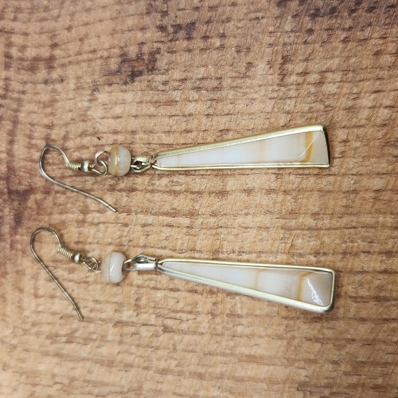 Long‎ Faceted Stone Drop Earrings - Picture 3 of 3